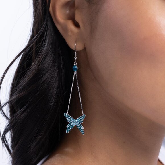 Paparazzi Jewelry Accessories - Pick A FLIGHT - Blue Earrings - NEW!! - Picture 3 of 4